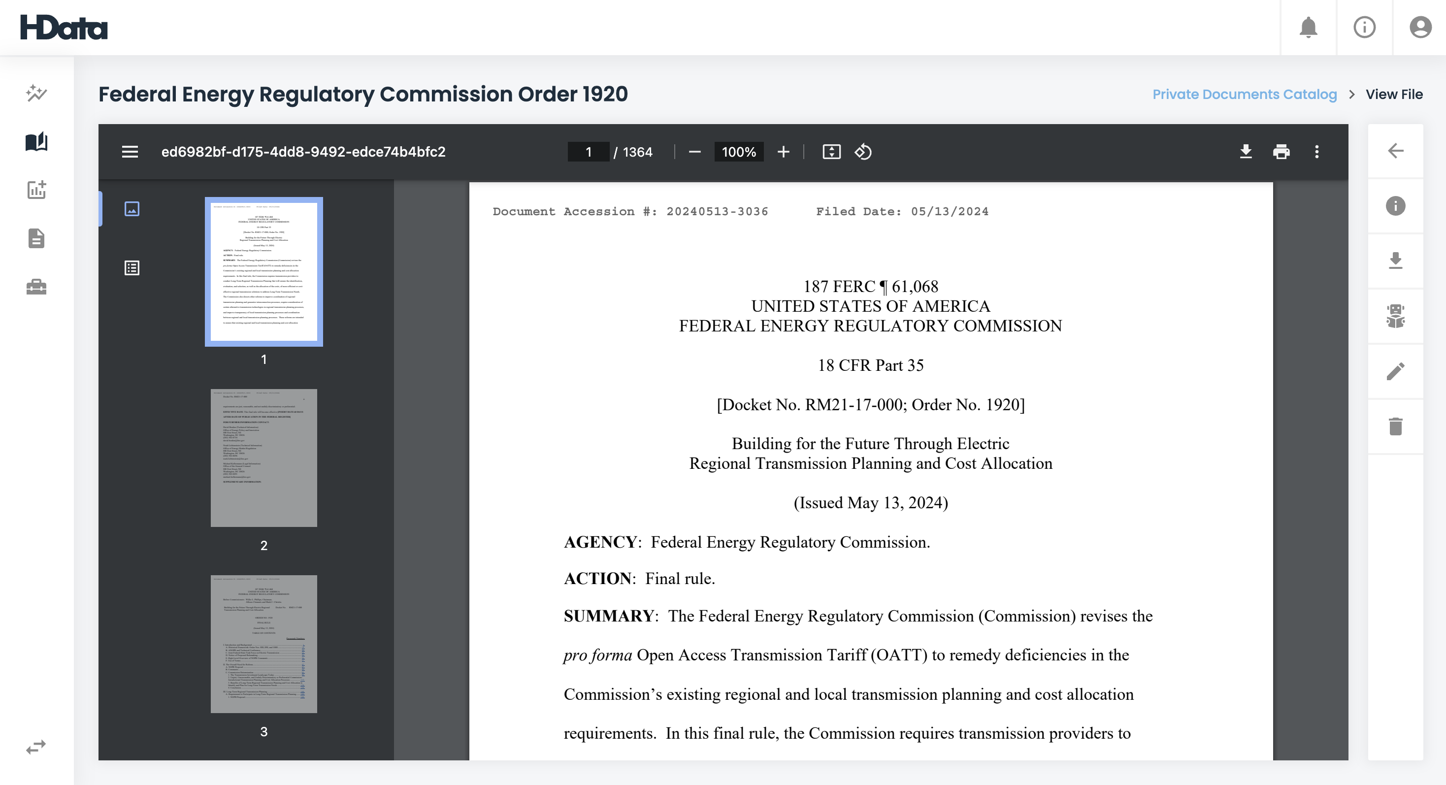 HData FERC Docket Catalog